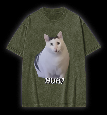 Cat's Huh Reaction Vintage Washed 100% Cotton T-Shirt