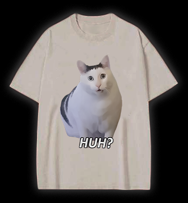 Cat's Huh Reaction Vintage Washed 100% Cotton T-Shirt