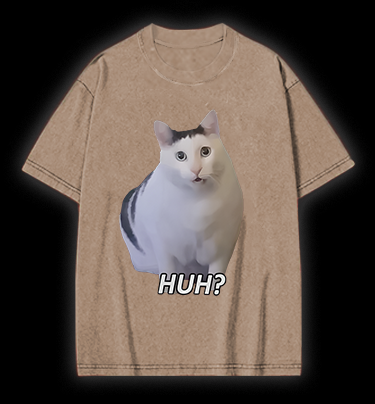 Cat's Huh Reaction Vintage Washed 100% Cotton T-Shirt