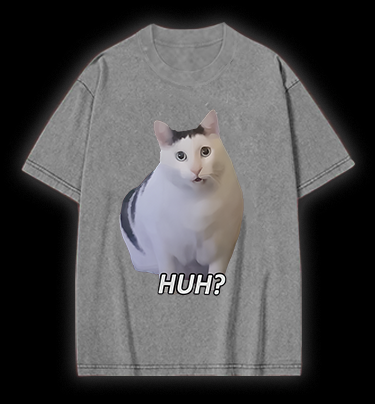 Cat's Huh Reaction Vintage Washed 100% Cotton T-Shirt