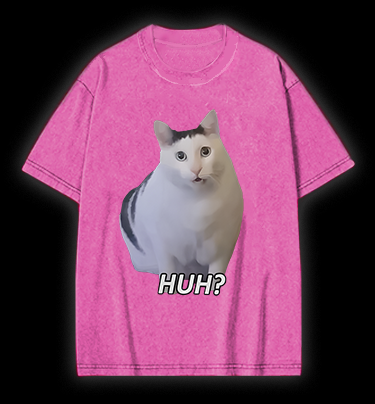 Cat's Huh Reaction Vintage Washed 100% Cotton T-Shirt