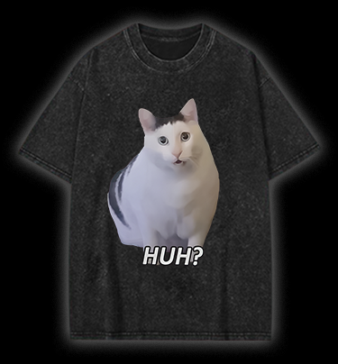 Cat's Huh Reaction Vintage Washed 100% Cotton T-Shirt