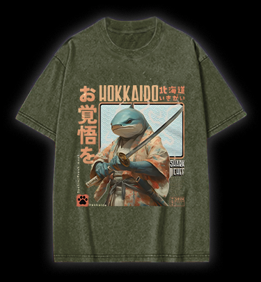 Samurai Shark Chef Vintage Washed 100% Cotton T-Shirt