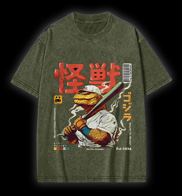 Monster Bat Swinger Vintage Washed 100% Cotton T-Shirt