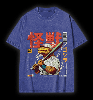 Monster Bat Swinger Vintage Washed 100% Cotton T-Shirt