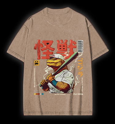 Monster Bat Swinger Vintage Washed 100% Cotton T-Shirt