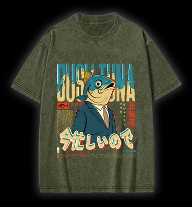Busy Tuna Boss Vintage Washed 100% Cotton T-Shirt