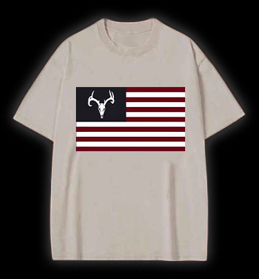 Deer Skull Flag Vintage Washed 100% Cotton T-Shirt