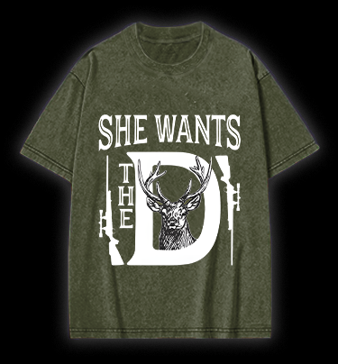Deer:She Wants Vintage Washed 100% Cotton T-Shirt