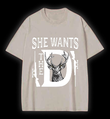Deer:She Wants Vintage Washed 100% Cotton T-Shirt