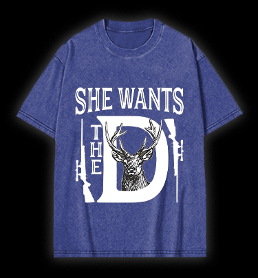 Deer:She Wants Vintage Washed 100% Cotton T-Shirt