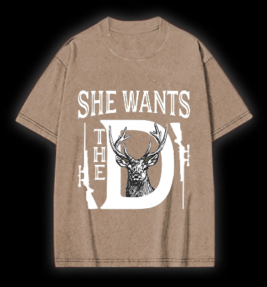 Deer:She Wants Vintage Washed 100% Cotton T-Shirt