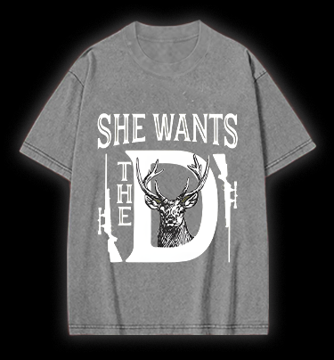 Deer:She Wants Vintage Washed 100% Cotton T-Shirt