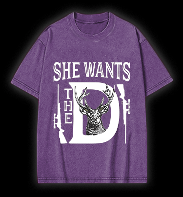 Deer:She Wants Vintage Washed 100% Cotton T-Shirt