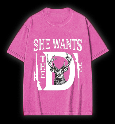 Deer:She Wants Vintage Washed 100% Cotton T-Shirt