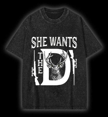 Deer:She Wants Vintage Washed 100% Cotton T-Shirt