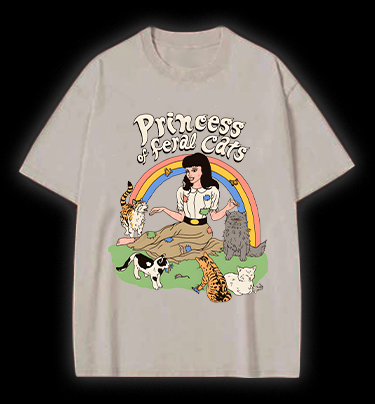 Cat Princess Fun Vintage Washed 100% Cotton T-Shirt
