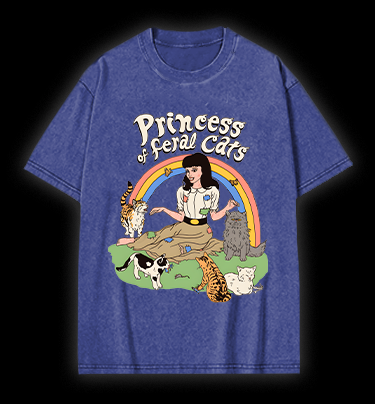 Cat Princess Fun Vintage Washed 100% Cotton T-Shirt