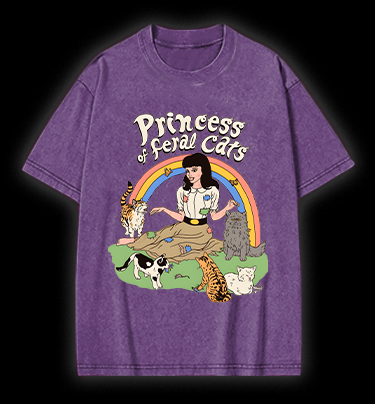 Cat Princess Fun Vintage Washed 100% Cotton T-Shirt