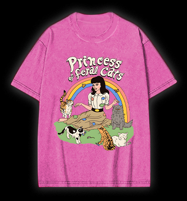 Cat Princess Fun Vintage Washed 100% Cotton T-Shirt