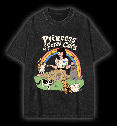 Cat Princess Fun Vintage Washed 100% Cotton T-Shirt