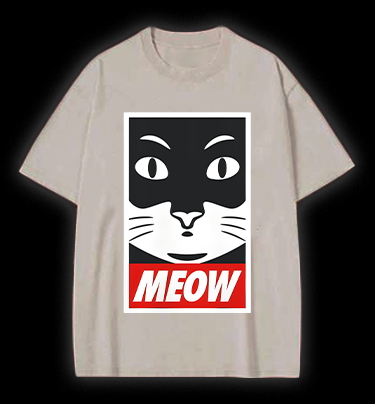 Super Cat Meow Vintage Washed 100% Cotton T-Shirt