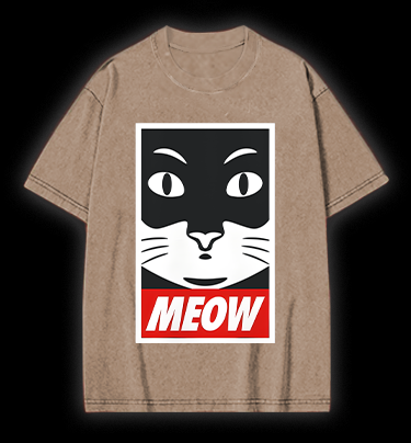 Super Cat Meow Vintage Washed 100% Cotton T-Shirt