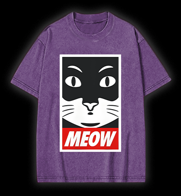 Super Cat Meow Vintage Washed 100% Cotton T-Shirt