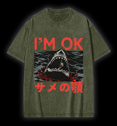 Shark's OK Joke Vintage Washed 100% Cotton T-Shirt