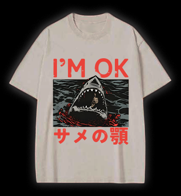 Shark's OK Joke Vintage Washed 100% Cotton T-Shirt