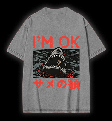Shark's OK Joke Vintage Washed 100% Cotton T-Shirt