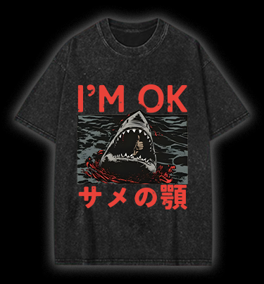 Shark's OK Joke Vintage Washed 100% Cotton T-Shirt