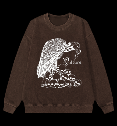 Vulture's Dark Realm Vintage Washed 100% Cotton Sweatshirt