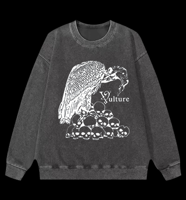 Vulture's Dark Realm Vintage Washed 100% Cotton Sweatshirt