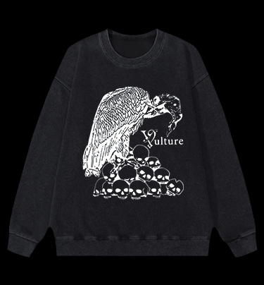 Vulture's Dark Realm Vintage Washed 100% Cotton Sweatshirt