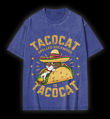 Taco Cat Palindrome Vintage Washed 100% Cotton T-Shirt
