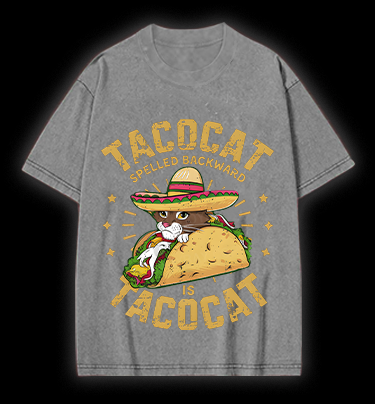 Taco Cat Palindrome Vintage Washed 100% Cotton T-Shirt
