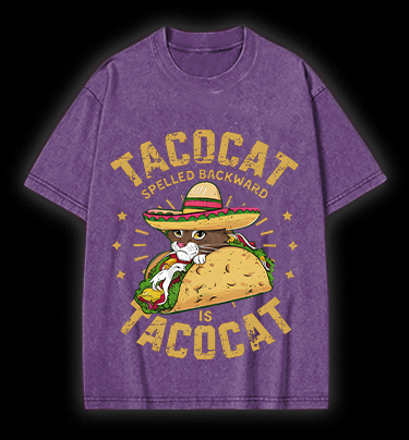 Taco Cat Palindrome Vintage Washed 100% Cotton T-Shirt