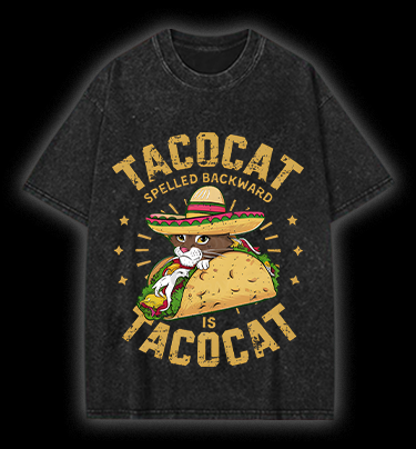 Taco Cat Palindrome Vintage Washed 100% Cotton T-Shirt