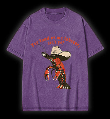 Cowboy Lobster Vibe Vintage Washed 100% Cotton T-Shirt