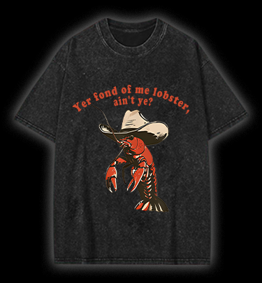 Cowboy Lobster Vibe Vintage Washed 100% Cotton T-Shirt