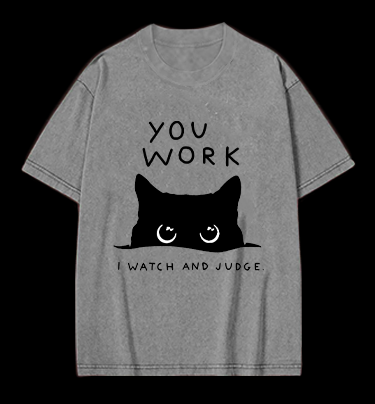 Cat's Silent Watch Vintage Washed 100% Cotton T-Shirt