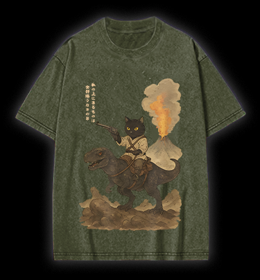 Cat's Fantasy Ride Vintage Washed 100% Cotton T-Shirt