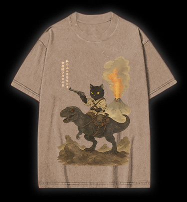 Cat's Fantasy Ride Vintage Washed 100% Cotton T-Shirt