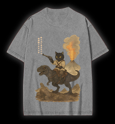 Cat's Fantasy Ride Vintage Washed 100% Cotton T-Shirt
