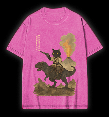 Cat's Fantasy Ride Vintage Washed 100% Cotton T-Shirt