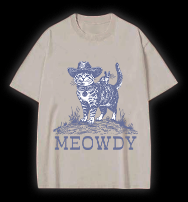 Cat's Western Greeting Vintage Washed 100% Cotton T-Shirt