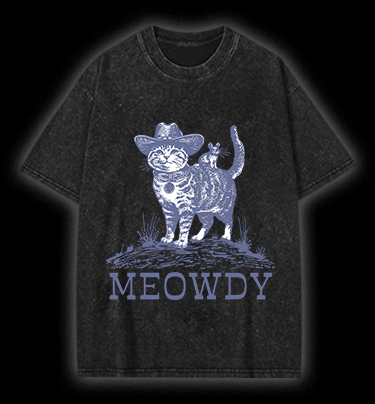 Cat's Western Greeting Vintage Washed 100% Cotton T-Shirt
