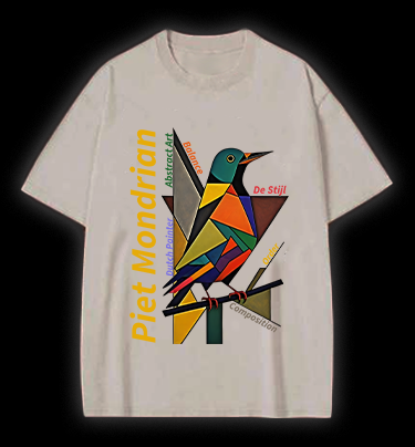 Piet Mondrian - Style Bird Vintage Washed 100% Cotton T-Shirt