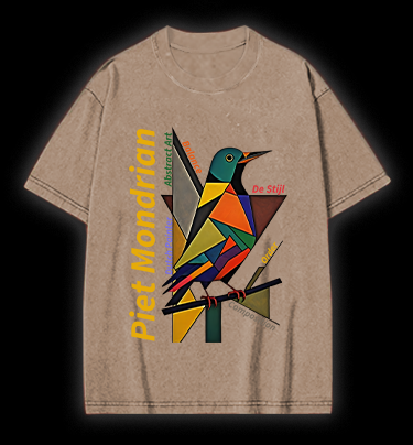 Piet Mondrian - Style Bird Vintage Washed 100% Cotton T-Shirt